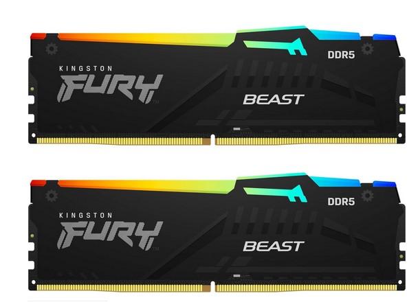RAM памети - KINGSTON 64GB 6000MT/s DDR5 CL36 DIMM Kit of 2 FURY Beast RGB  EXPO KF560C36BBEAK2-64