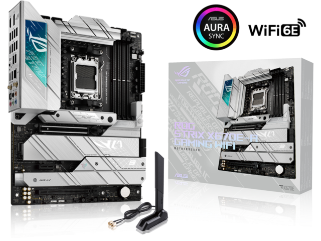 Дънна платка Asus ROG Strix X670E-A Gaming WIFI, X670E, AM5, DDR5, PCI-E 5.0, 4x M.2, 4x SATA 6Gb/s, 1x USB 3.2 Type-C, Wi-Fi 6E, Bluetooth 5.2, HDMI, DP, ATX