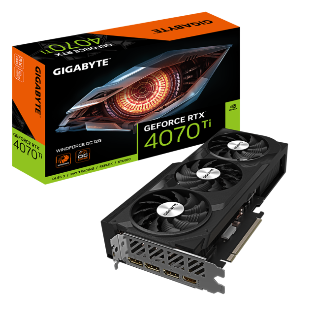 Видео карта GIGABYTE GeForce RTX4070 TI WINDFORCE OC 12GB GDDR6X, 192-bit, HDMI, 3x DP