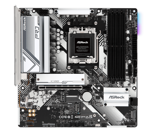 Дънна платка ASROCK A620M Pro RS, Socket AM5, 4xDDR5, PCIe 4.0, 1x M.2, HDMI/DP, 1x M.2, 4x SATA 6Gb/s, 1x USB 3.2 Gen1 Type-C, 3x USB 3.2 Gen1 Type-A, Micro ATX