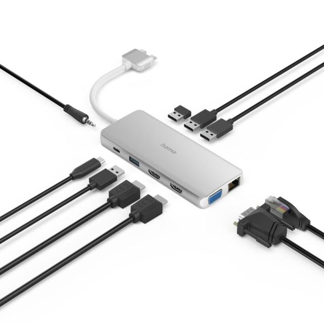 Мултипортов адаптер Hama USB-C Hub, "Connect2Mac", Multiport за Apple MacBook Air & Pro, 12 порта