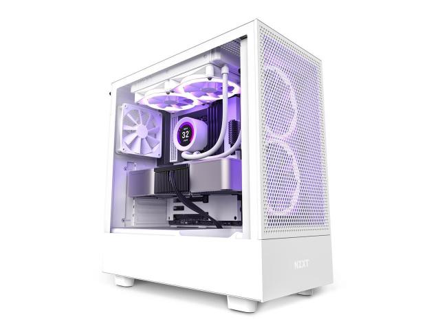 Кутия NZXT H5 Flow Matte Black, 1xUSB 3.2, 1xUSB Type-C, Audio Jack, Mid-Tower, ATX, бяла, без захранване