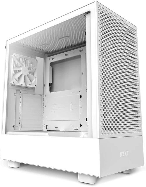 Кутия NZXT H5 Flow Matte Black, 1xUSB 3.2, 1xUSB Type-C, Audio Jack, Mid-Tower, ATX, бяла, без захранване