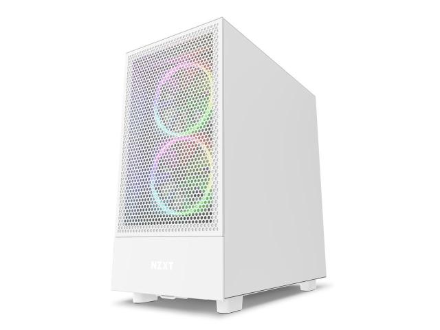 Кутия NZXT H5 Flow Matte Black, 1xUSB 3.2, 1xUSB Type-C, Audio Jack, Mid-Tower, ATX, бяла, без захранване