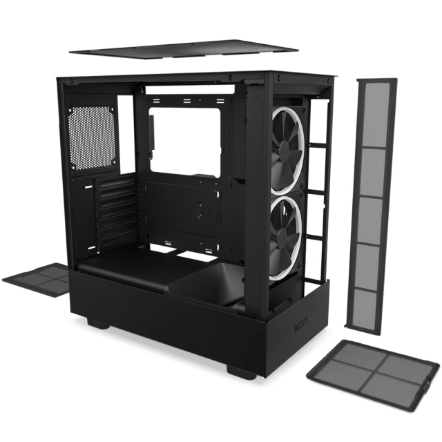 Кутия NZXT H5 Elite Matte Black, Tempered Glass,  1xUSB 3.2, 1xUSB Type-C, Audio Jack, Mid-Tower, Mini-ITX, Micro-ATX, ATX, черна, без захранване