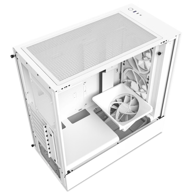 Кутия NZXT H5 Elite Matte Black, Tempered Glass,  1xUSB 3.2, 1xUSB Type-C, Audio Jack, Mid-Tower, Mini-ITX, Micro-ATX, ATX, бяла, без захранване