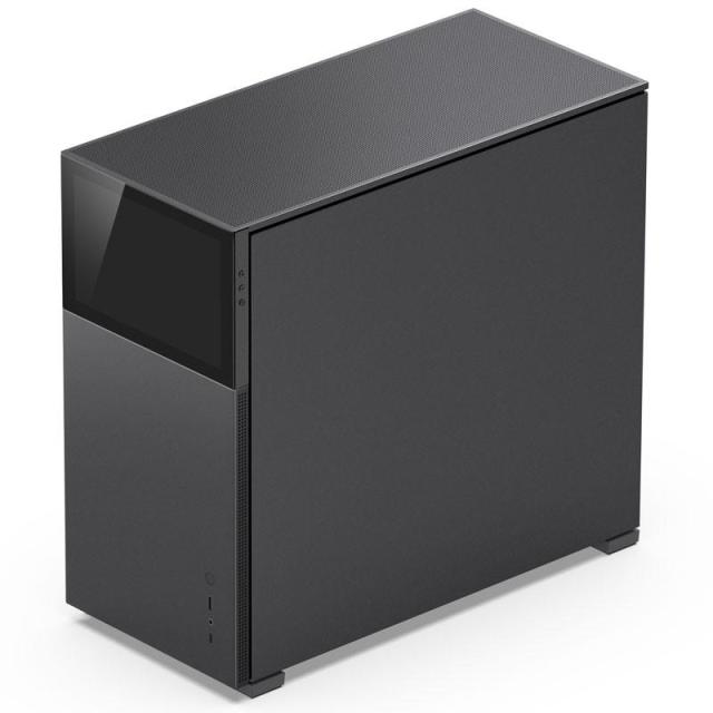 Кутия Jonsbo D41 Screen TG Black, 1x USB 3.0, 1x USB-C, ATX/Micro ATX/Mini ITX/Mini DTX, преден екран, без захранване, черна