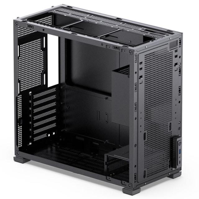Кутия Jonsbo D41 Screen TG Black, 1x USB 3.0, 1x USB-C, ATX/Micro ATX/Mini ITX/Mini DTX, преден екран, без захранване, черна