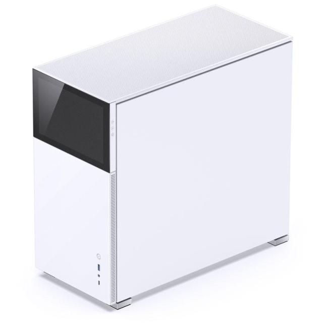 Кутия Jonsbo D41 Screen TG White, 1x USB 3.0, 1x USB-C, ATX/Micro ATX/Mini ITX/Mini DTX, преден екран, без захранване, бяла