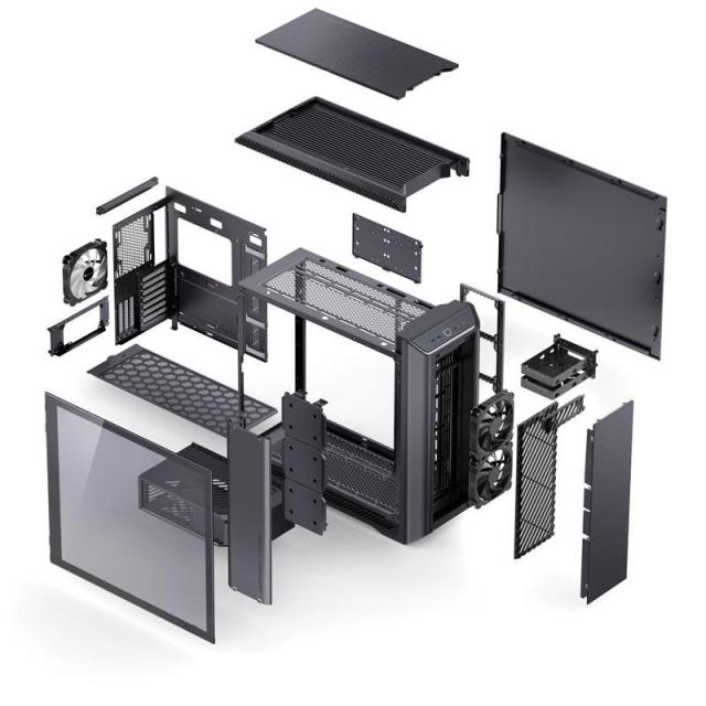 Кутия Jonsbo D500 TG, 2xUSB3.0, 1xUSB 3.2 Type-C,1xAUDIO, Full Tower, ITX/M-ATX/ATX/EATX, Черна