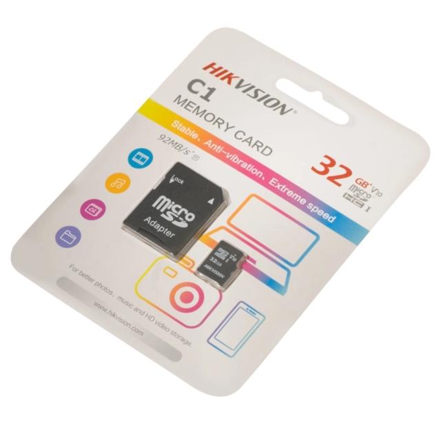 Карта памет HIkVision 32GB microSDHC, Class 10, UHS-I, TLC, up to 92MB/s скорост на четене, 15MB/s скорост на запис
