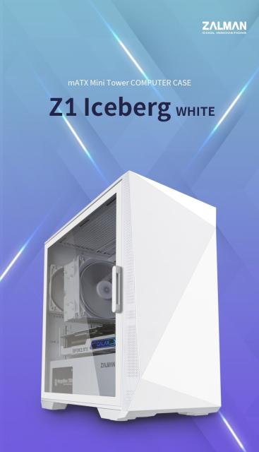 Кутия Zalman Z1 Iceberg White, 1 x USB 2.0, 2 x USB 3.0, HD Audio Headphones, HD Audio Mic, mATX/Mini-ITX/Mini Tower, бяла