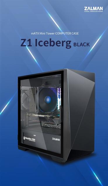 Кутия Zalman Z1 Iceberg Black, 1 x USB 2.0, 2 x USB 3.0, HD Audio Headphones, HD Audio Mic, mATX/Mini-ITX/Mini Tower, Черна