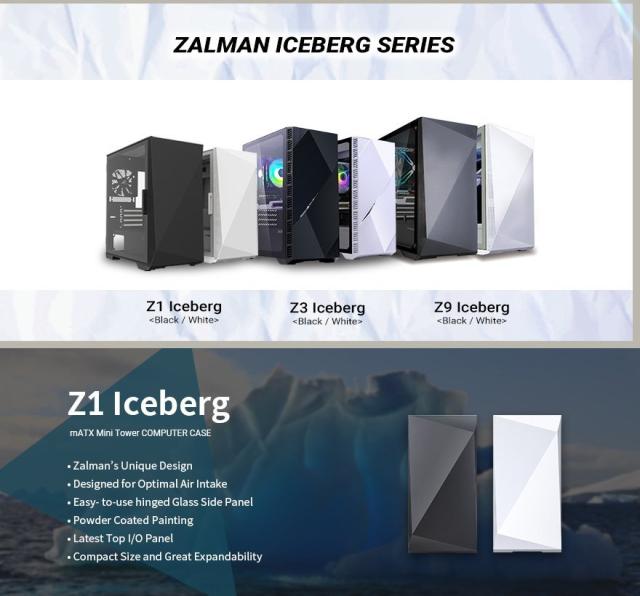 Кутия Zalman Z1 Iceberg Black, 1 x USB 2.0, 2 x USB 3.0, HD Audio Headphones, HD Audio Mic, mATX/Mini-ITX/Mini Tower, Черна