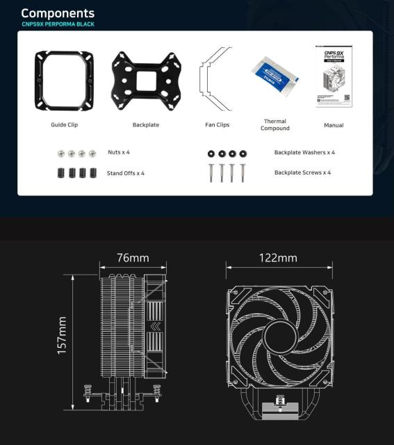 Охладител за процесор Zalman CPU Cooler CNPS9X PERFORMA BLACK, 4 pin PWM, AMD/Intel