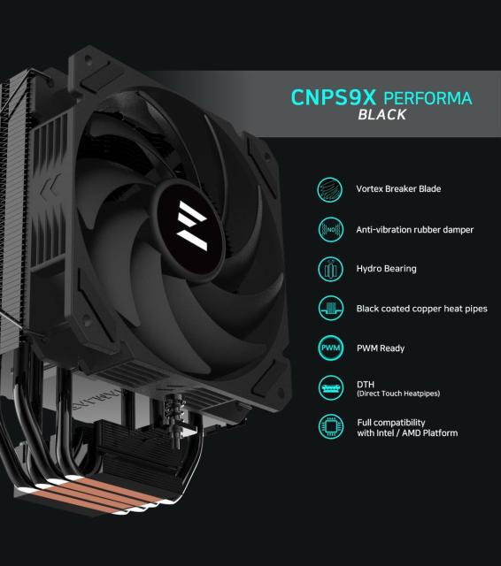 Охладител за процесор Zalman CPU Cooler CNPS9X PERFORMA BLACK, 4 pin PWM, AMD/Intel