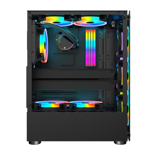 Кутия 1stPlayer Fire Dancing V2-A RGB, Middle Tower, 1 x USB 3.0, 2 x USB 2.0, ATX/mATX/Mini-ITX 