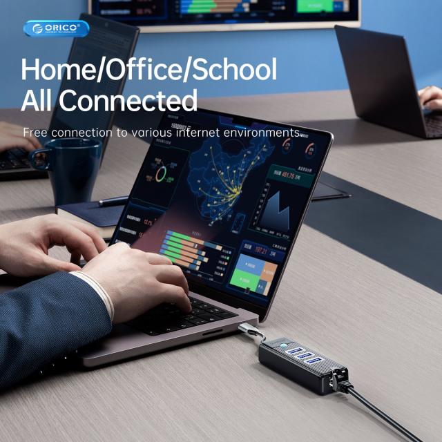 Хъб Orico USB3.0 3 port + LAN 1000M - PW3UR-U3-015-BK