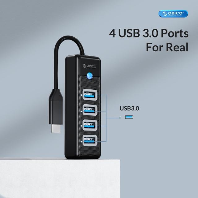 Хъб Orico USB3.1 Type-C 4 port - 4 x USB3.0 Black - PW4U-C3-015-BK