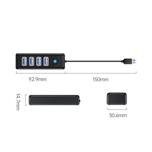 Хъб Orico USB3.0 4 port Black - PW4U-U3-015-BK