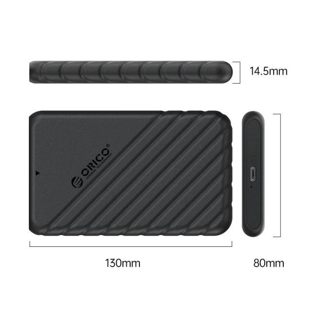 Кутия Orico, 2.5", SSD, HDD, USB Type-C Black - 25PW1-C3-BK-EP