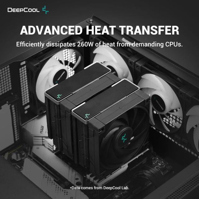 Охладител за процесор DeepCool AK620 Zero Dark, Dual, AMD/Intel