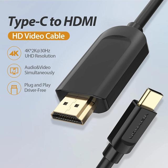 Кабел Vention  Type-C към HDMI - 2.0m 4K Black