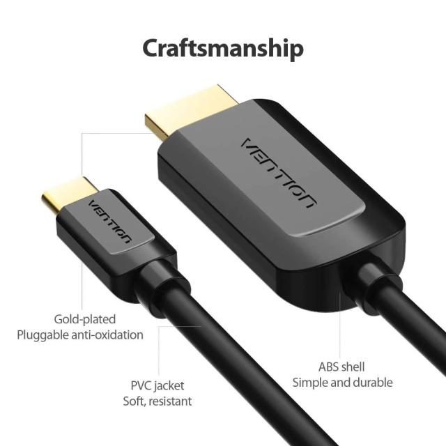 Кабел Vention  Type-C към HDMI - 2.0m 4K Black