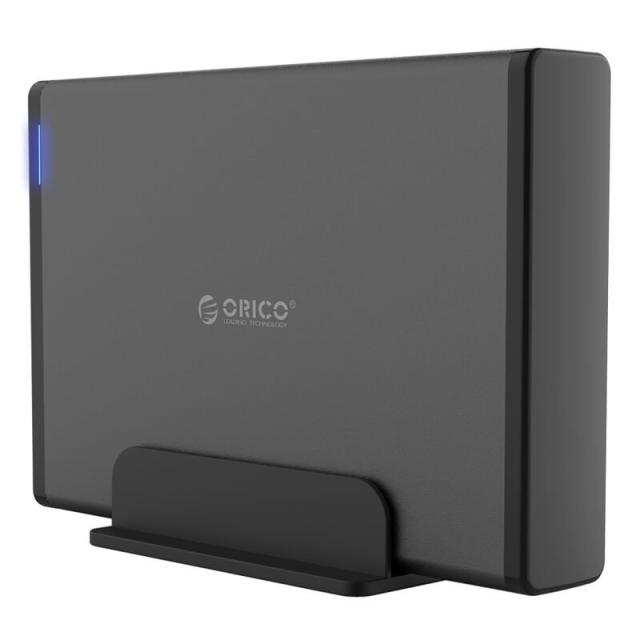 Кутия за твърд диск Orico, 3.5" Vertical, USB3.1 Type-C, Power adapter, UASP, black - 7688C3-BK