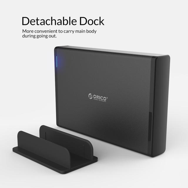 Кутия за твърд диск Orico, 3.5" Vertical, USB3.1 Type-C, Power adapter, UASP, black - 7688C3-BK