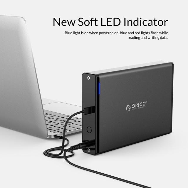 Кутия за твърд диск Orico, 3.5" Vertical, USB3.1 Type-C, Power adapter, UASP, black - 7688C3-BK