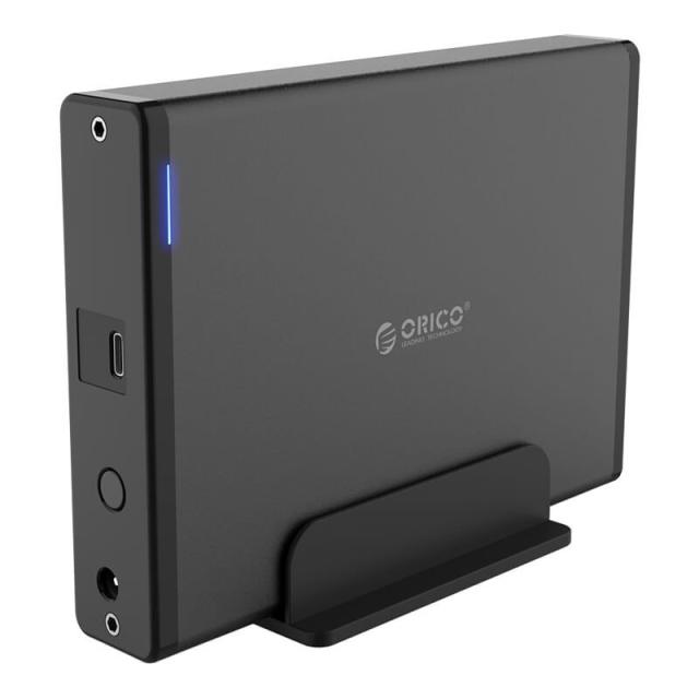Кутия за твърд диск Orico, 3.5" Vertical, USB3.1 Type-C, Power adapter, UASP, black - 7688C3-BK