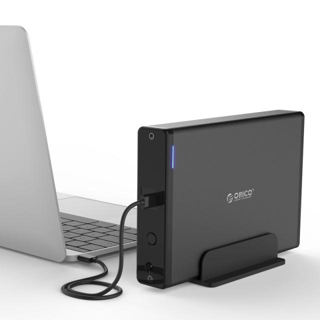 Кутия за твърд диск Orico, 3.5" Vertical, USB3.1 Type-C, Power adapter, UASP, black - 7688C3-BK