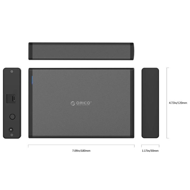 Кутия за твърд диск Orico, 3.5" Vertical, USB3.1 Type-C, Power adapter, UASP, black - 7688C3-BK