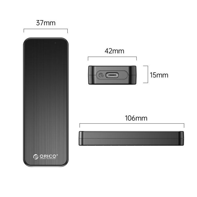 Кутия Orico за SSD, Storage - Case - M.2 NVMe M key - USB3.1 Gen2 Type-C, 10Gbps - HM2-G2-BK