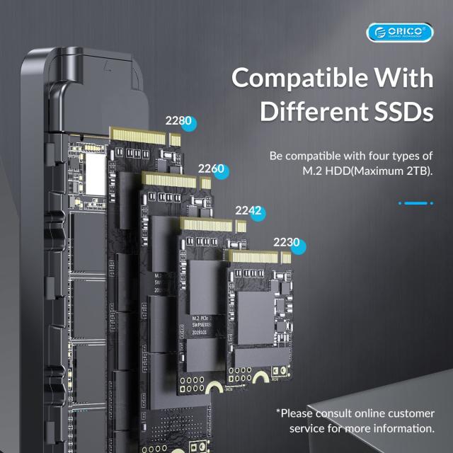 Кутия Orico за SSD, Storage - Case - M.2 NVMe M key - USB3.1 Gen2 Type-C, 10Gbps - HM2-G2-BK