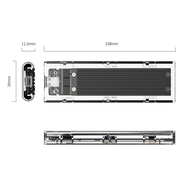 Кутия Orico за SSD, Storage - Case - M.2 NVMe M key - USB3.1 Type-C - TCM2-C3-BK