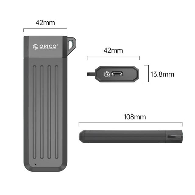 Кутия Orico за SSD, Storage - Case - M.2 NVMe M-key 10 Gbps Space Gray - MM2C3-G2-GY