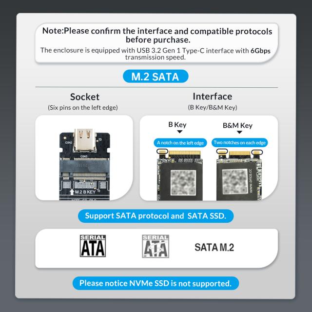 Кутия Orico за SSD, Storage - Case - M.2 NVMe M-key 10 Gbps Space Gray - MM2C3-G2-GY