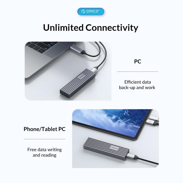 Кутия Orico за SSD, Storage - Case - M.2 NVMe M-key 10 Gbps Aluminum Heatsink Silver - FV35C3-G2-SV