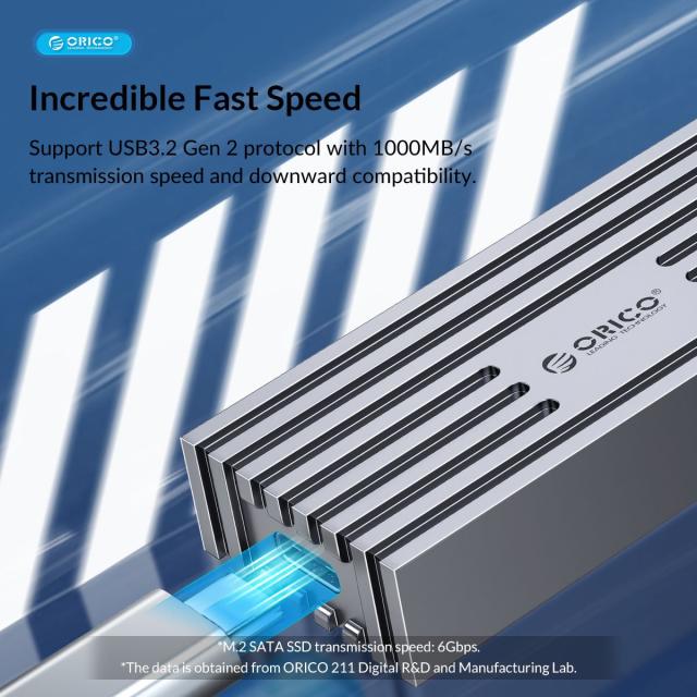 Кутия Orico за SSD, Storage - Case - M.2 NVMe M-key 10 Gbps Aluminum Heatsink Silver - FV35C3-G2-SV