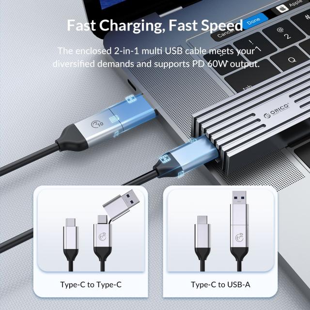 Кутия Orico за SSD, Storage - Case - M.2 NVMe M-key 10 Gbps Aluminum Heatsink Silver - FV35C3-G2-SV