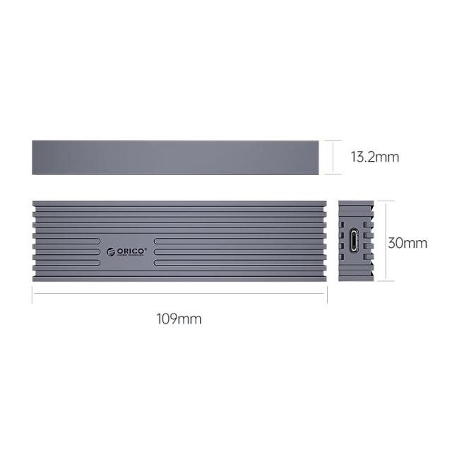 Кутия Orico за SSD, Storage - Case - M.2 NVMe M-key 10 Gbps Aluminum Heatsink Gray - FV35C3-G2-GY