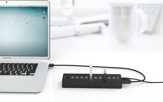 Хъб Orico USB3.0 HUB 10 port with Premium Power Adapter, Black - P10-U3-V1-BK