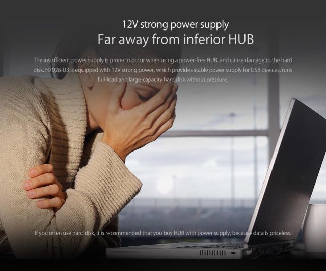 Хъб Orico USB3.0 HUB 7 port with Premium Power Adapter, Black - H7928-U3-V1-BK