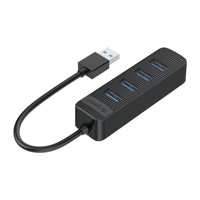 Хъб Orico USB3.0 HUB 4 port - Type C input, 0.15m cable, aux Type-C power input - TWU3-4A-BK