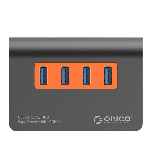 Хъб Orico USB 3.1 Gen2 10Gbps HUB 4 port Aluminum Grey/Orange - M3H4-G2-OG