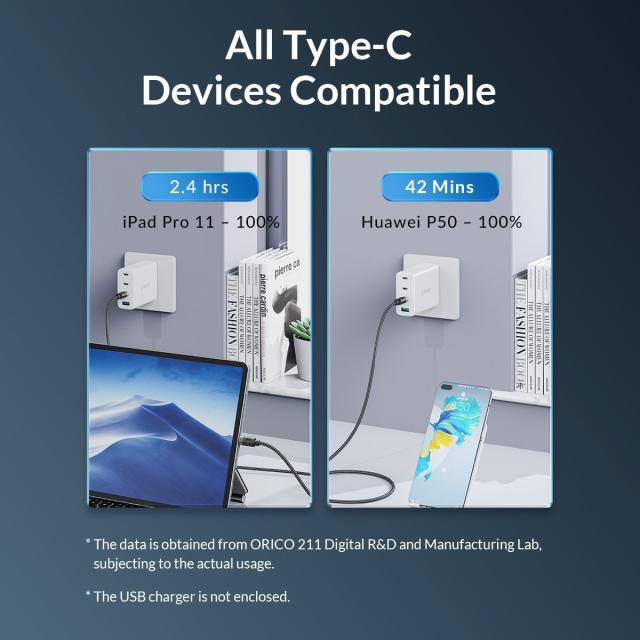 Кабел Orico USB C-to-C PD 100W Charging 0.5m Black