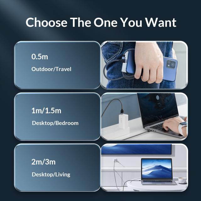 Кабел Orico USB C-to-C PD 100W Charging 0.5m Black