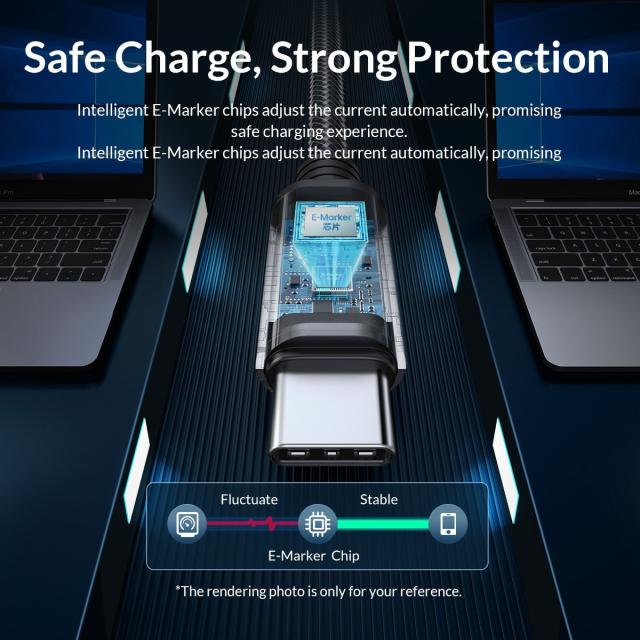 Кабел Orico USB C-to-C PD 100W Charging 0.5m Black